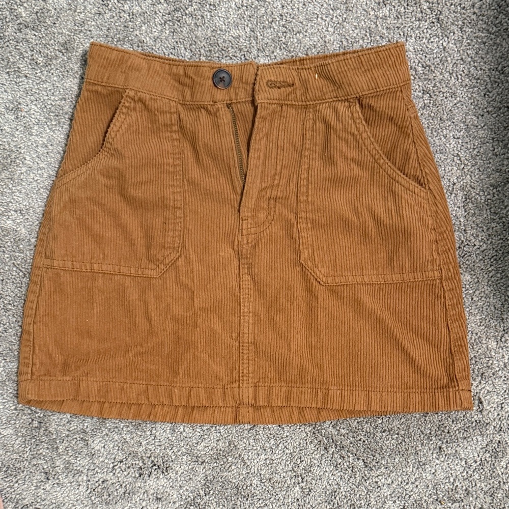 Denim&Co Tan Corduroy Mini Skirt